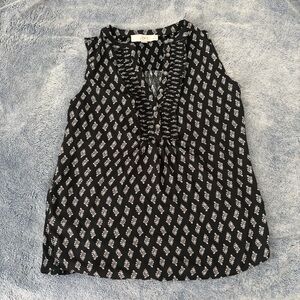 LOFT Black and White Patterned Blouse (NWOT)